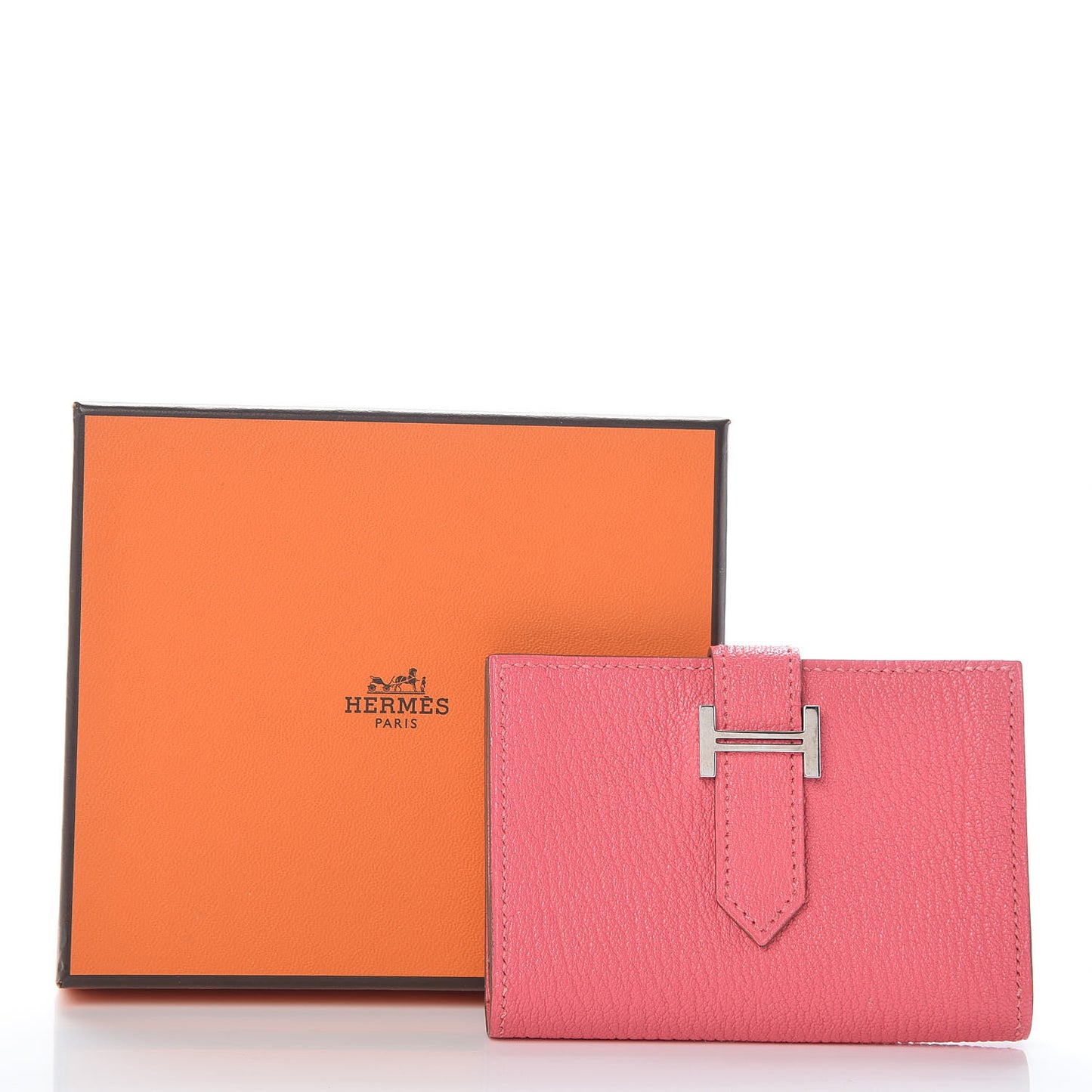 Chevre Mysore Bearn Card Holder Wallet Rose Lipstick