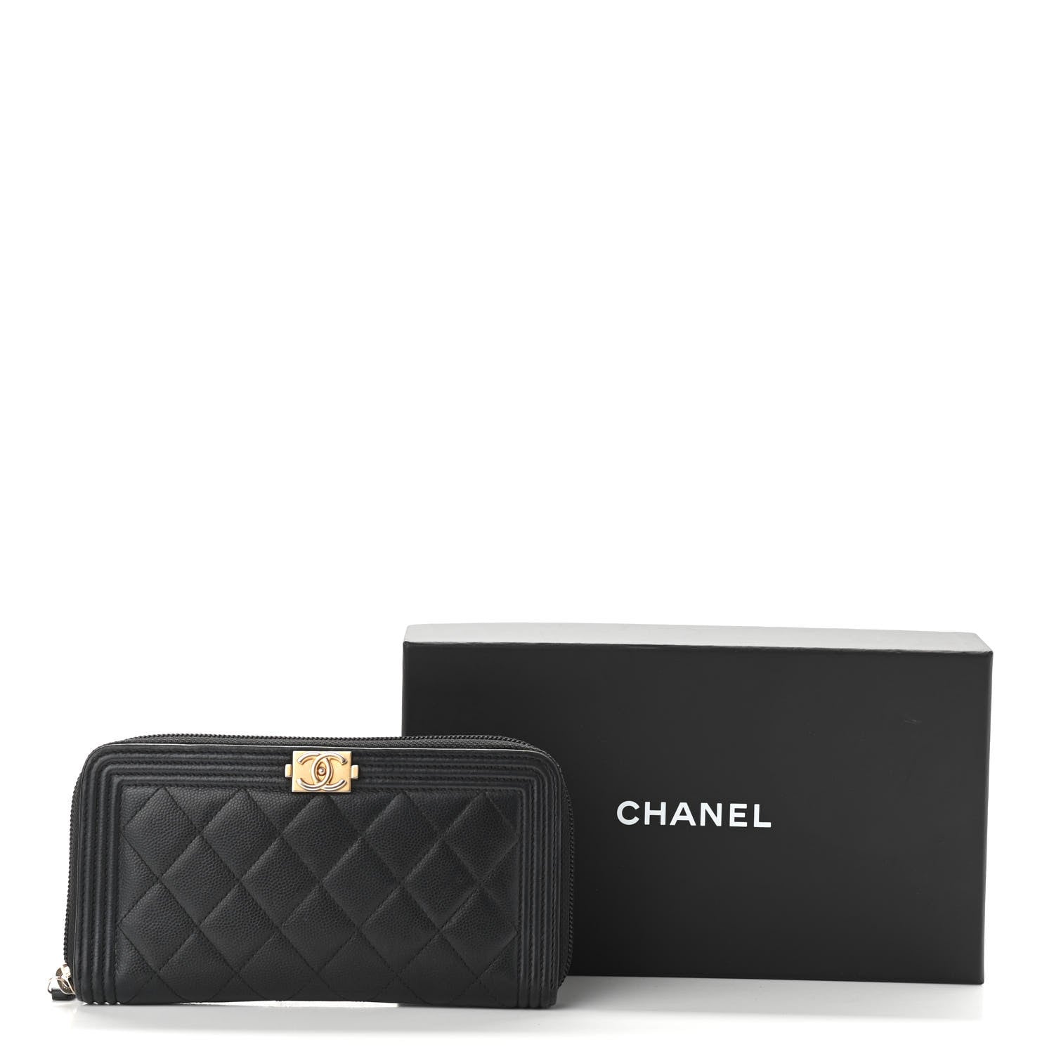Chanel Caviar Quilted Boy Long Zip Around Wallet Black 12 of 12