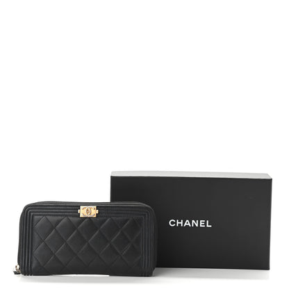 Chanel Caviar Quilted Boy Long Zip Around Wallet Black 12 of 12