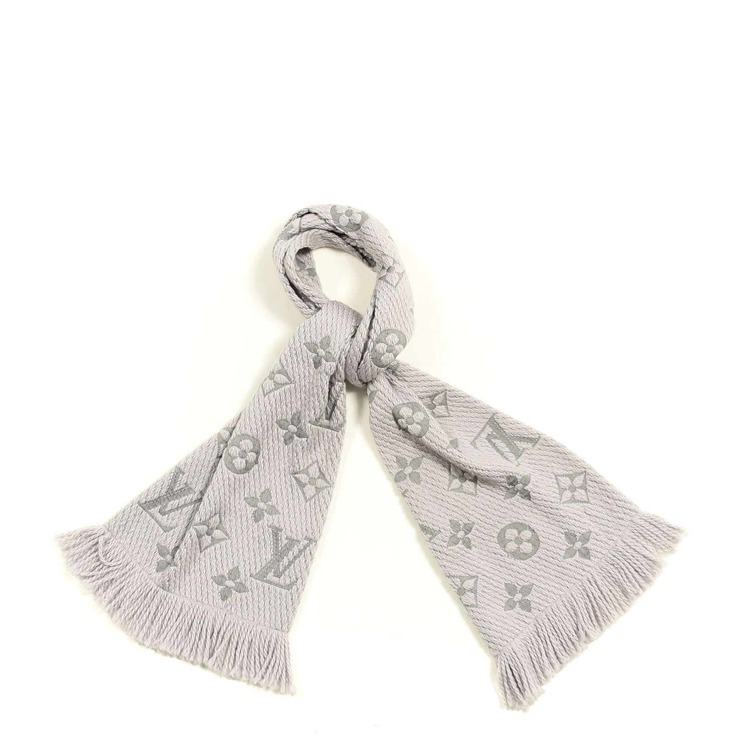 Louis Vuitton Wool Silk Logomania Scarf Pearl Grey 1 of 3