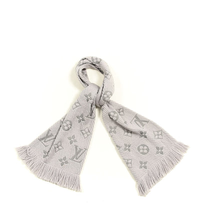 Louis Vuitton Wool Silk Logomania Scarf Pearl Grey 1 of 3