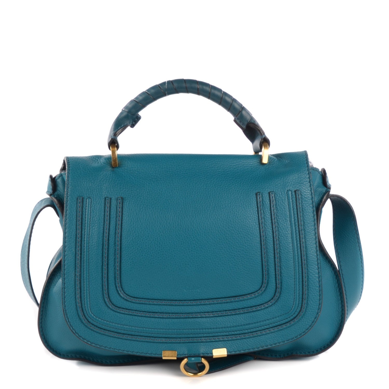 Chloe Calfskin Medium Marcie Top Handle Bag Laguna Blue 1 of 10