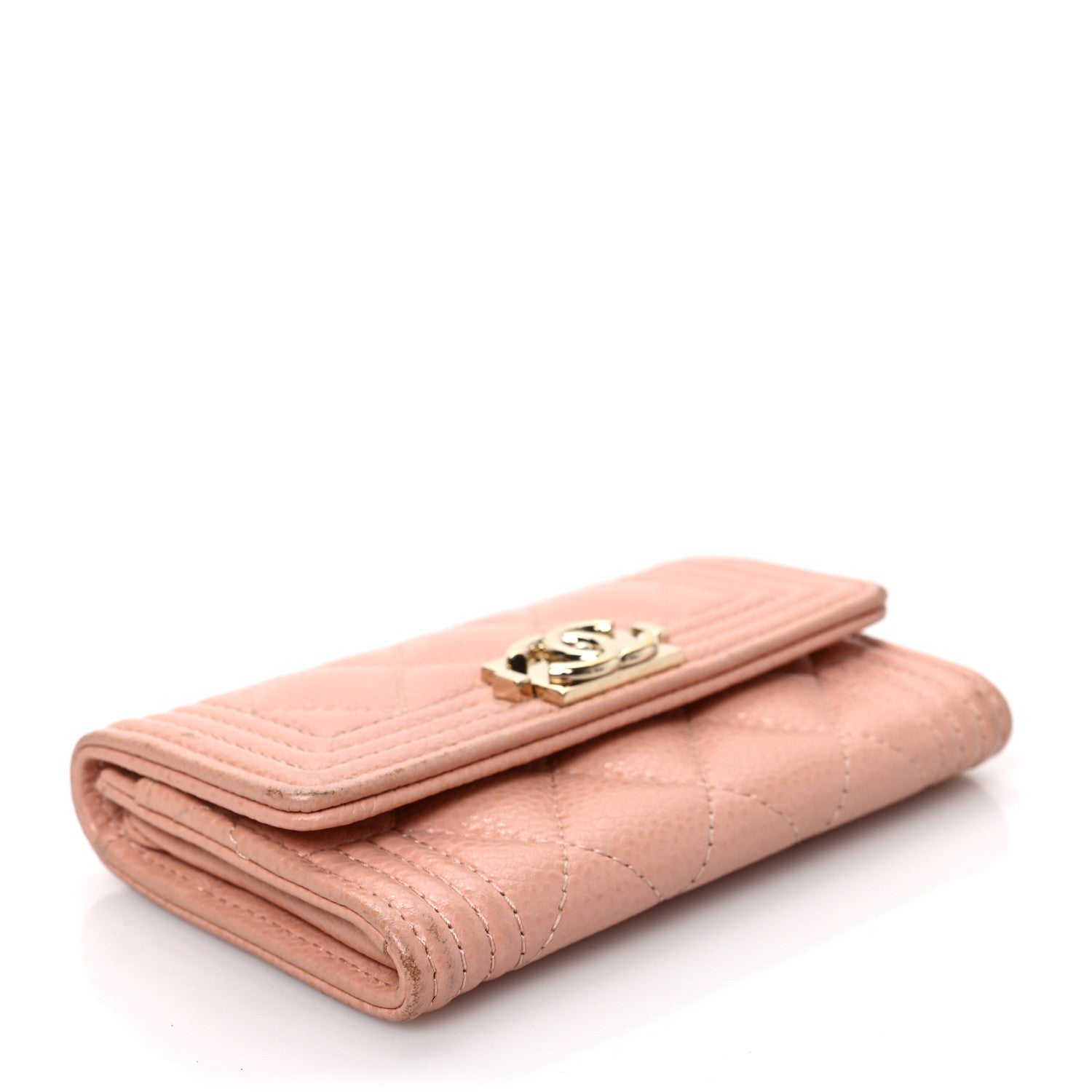 Chanel Caviar Quilted Boy Flap Card Holder Wallet Light Pink 8 of 9