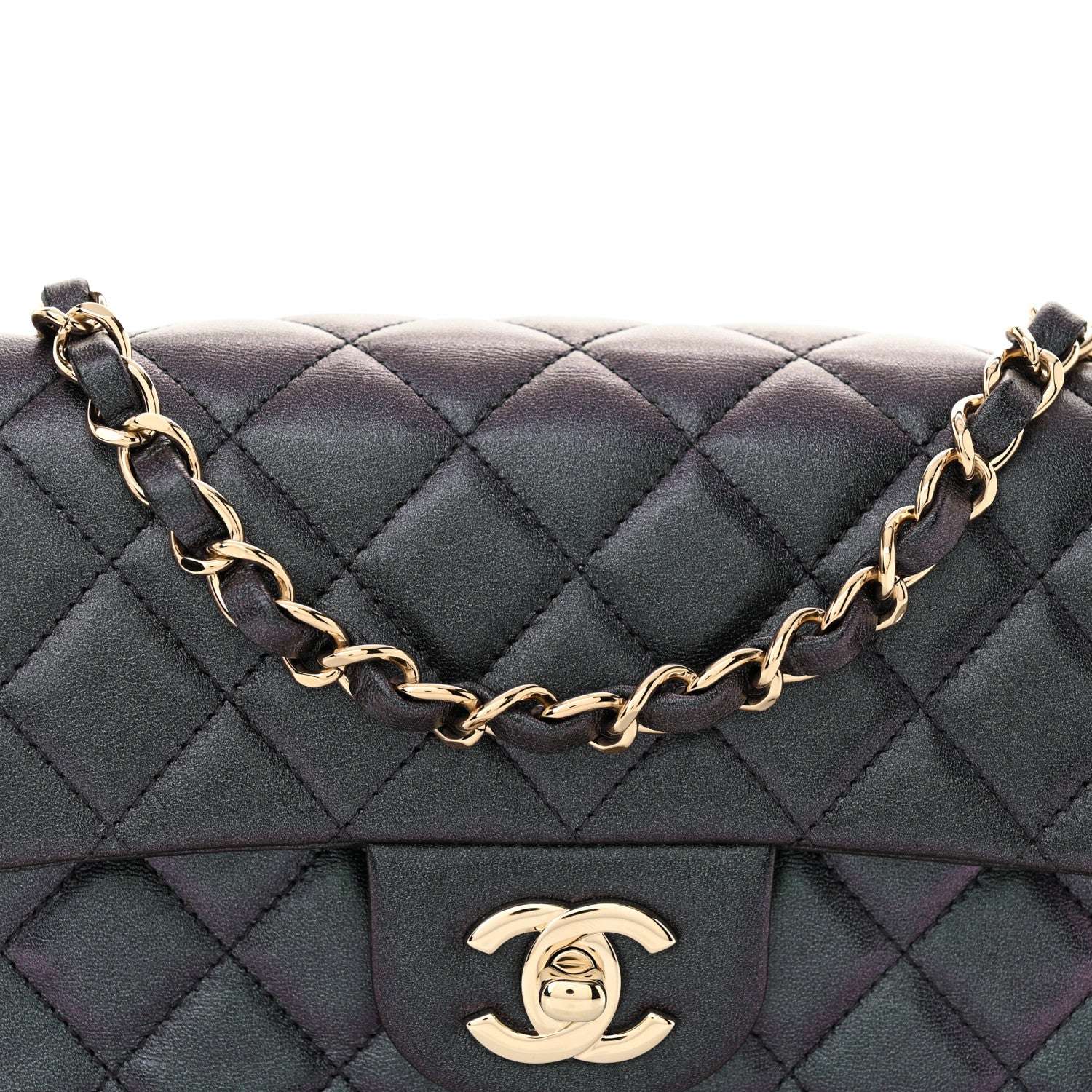 Chanel Iridescent Lambskin Quilted Mini Rectangular Flap Black 8 of 10