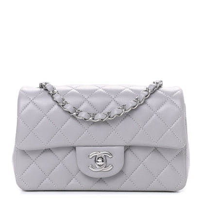 Chanel Lambskin Quilted Mini Rectangular Flap Grey 1 of 12