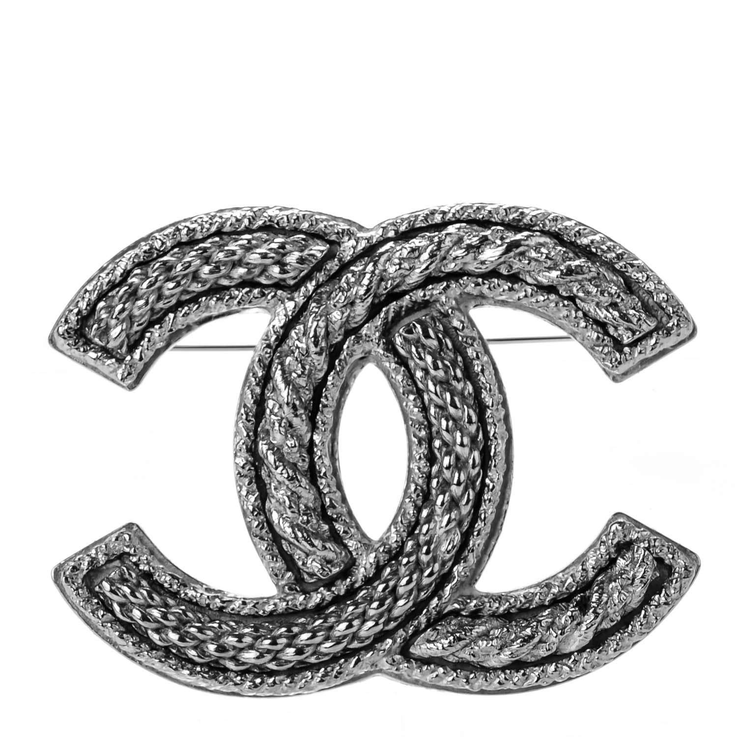 Chanel Ruthenium Large Chain CC Brooch Pin 1 of 5