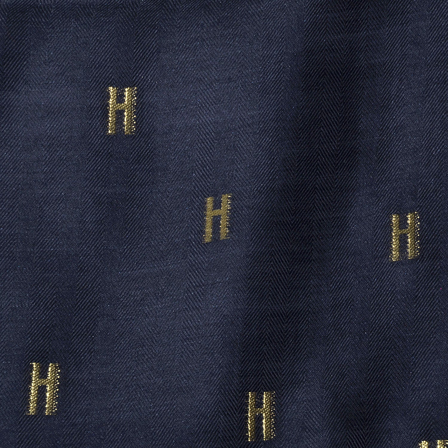 Hermes Silk Cashmere Hart Deco Stole Bleu Nuit Oro 4 of 6