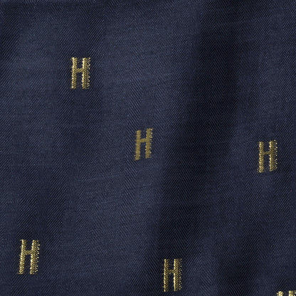 Hermes Silk Cashmere Hart Deco Stole Bleu Nuit Oro 4 of 6