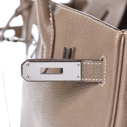 Hermes Taurillon Clemence Birkin 30 Etoupe 16 of 31