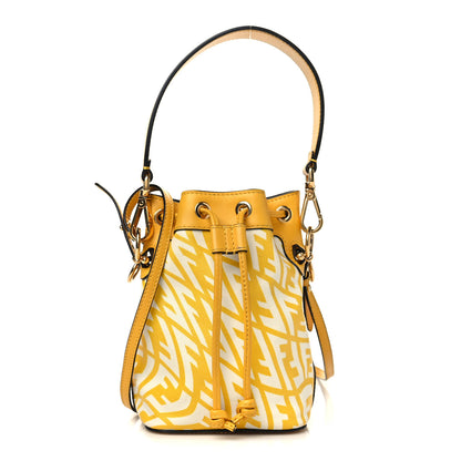 Fendi X SARAH COLEMAN Glazed Canvas Vitello King F is Fendi FF Vertigo Mini Mon Tresor Bucket Bag Mimosa White 1 of 8