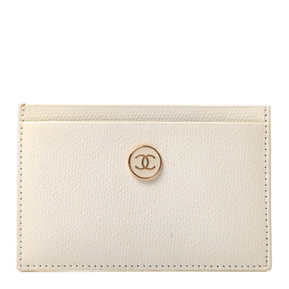 Chanel Calfskin CC Button Card Holder Case Off White 1 of 11
