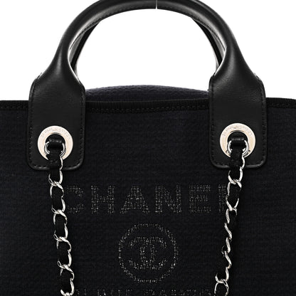 Chanel Mixed Fibers Small Deauville Bowling Bag Navy Blue 8 of 11