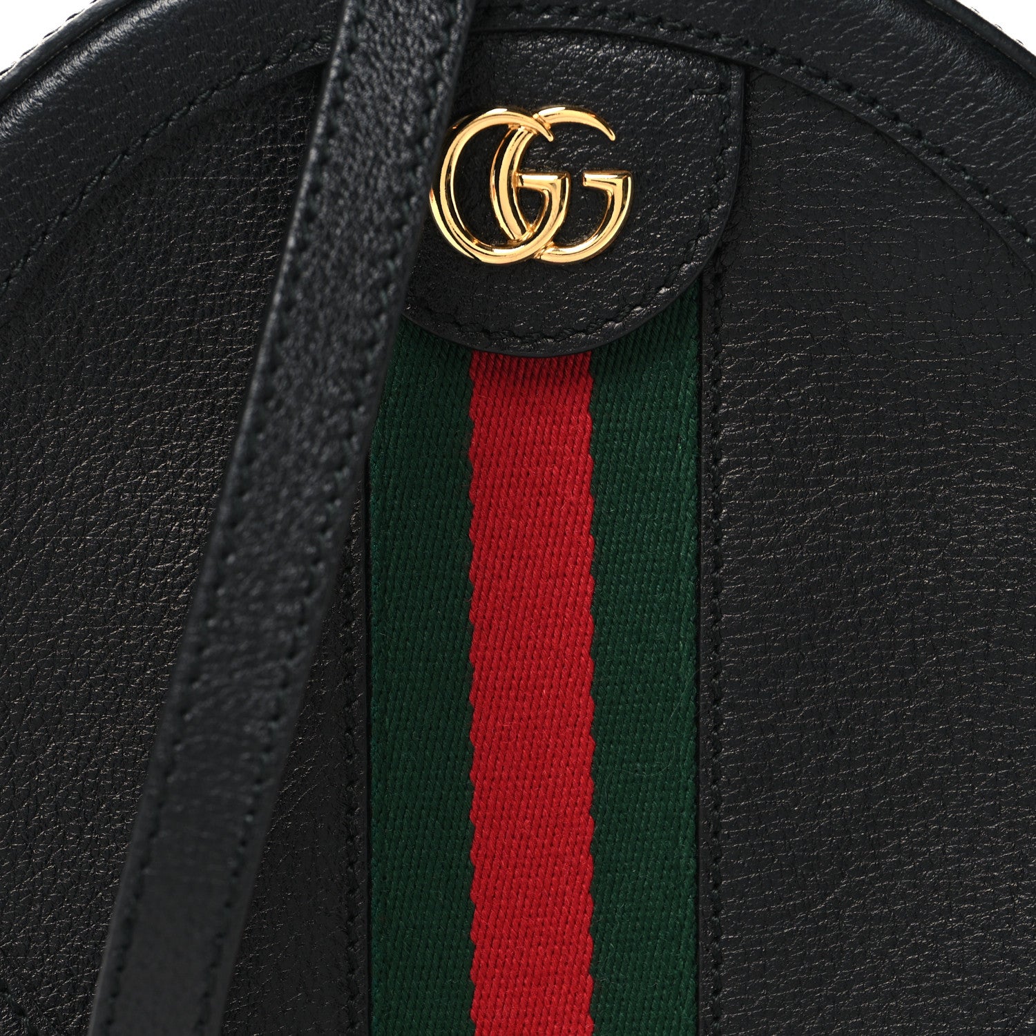 Gucci Grained Calfskin Web Mini Ophidia Round Shoulder Bag Black 8 of 10