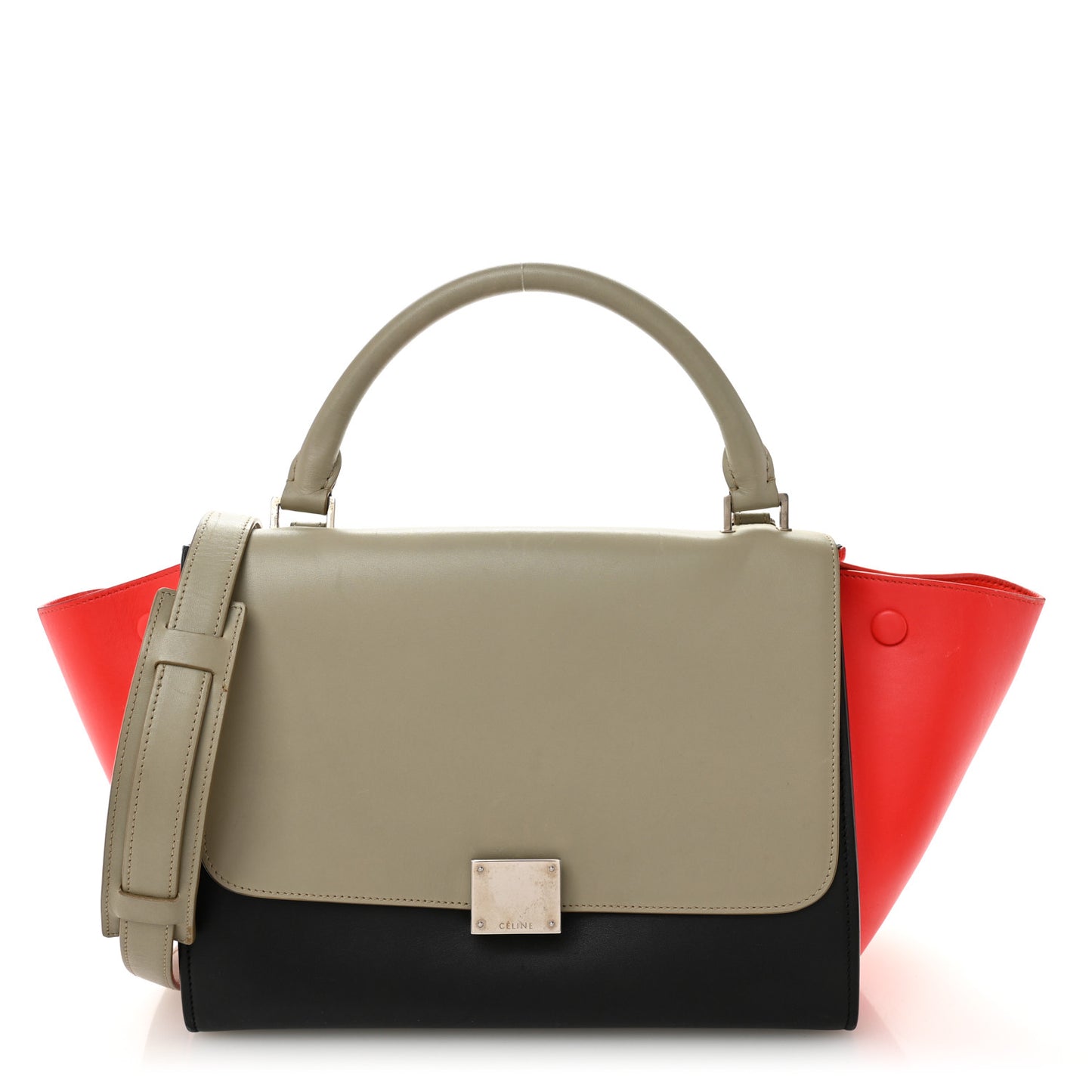 Smooth Calfskin Small Tri-Color Trapeze Taupe