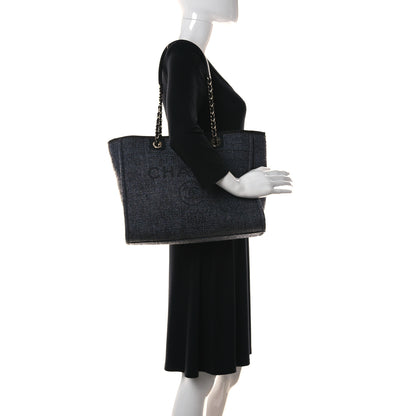 Chanel Mixed Fibers Calfskin Small Deauville Tote Black 2 of 13