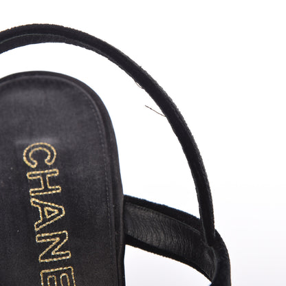 Chanel Velvet CC Sandals 41 Black 12 of 20