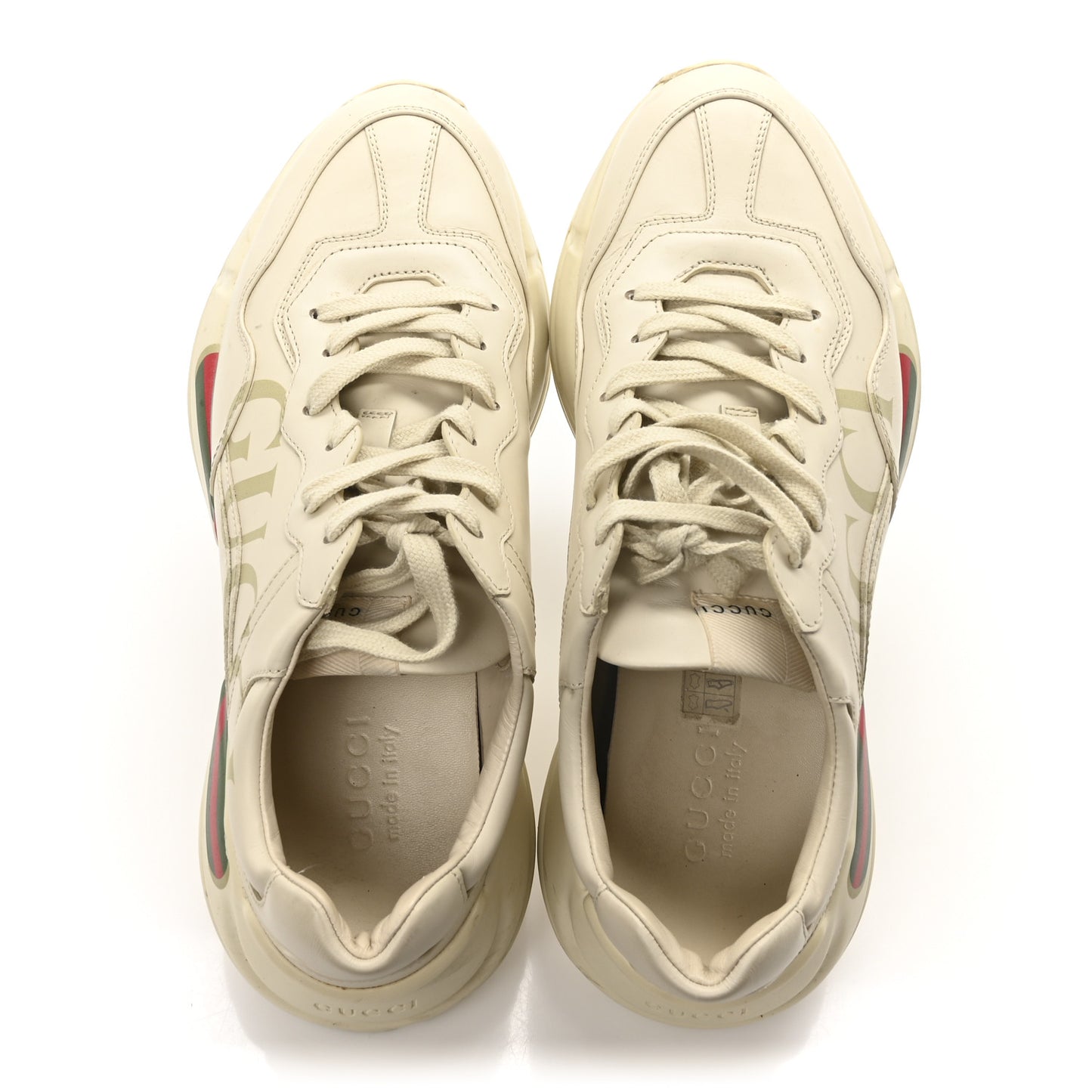Calfskin Logo Mens Rhyton Sneakers 9.5 Ivory