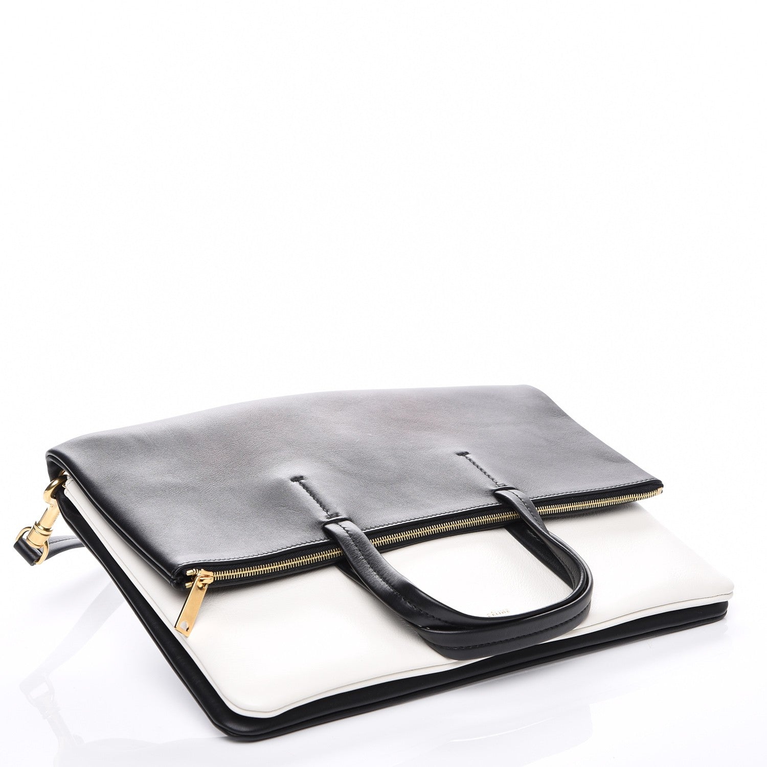 Celine Calfskin Folded Cabas Black White 4 of 14
