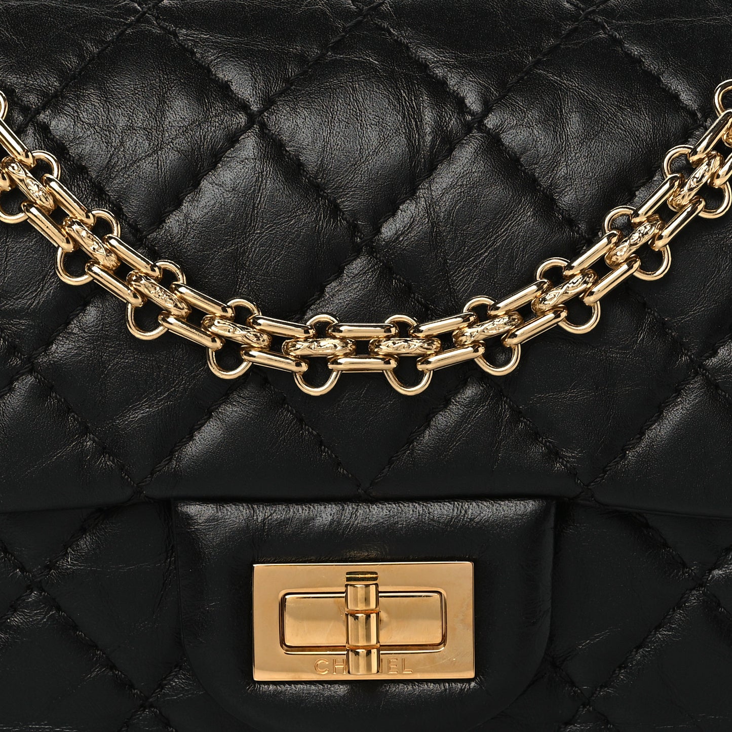 Aged Calfskin Quilted 2.55 Reissue Mini Flap Black