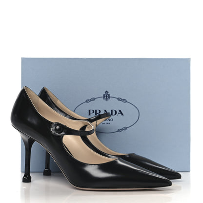 Prada Spazzolato Mary Jane Pumps 39.5 Black 9 of 9