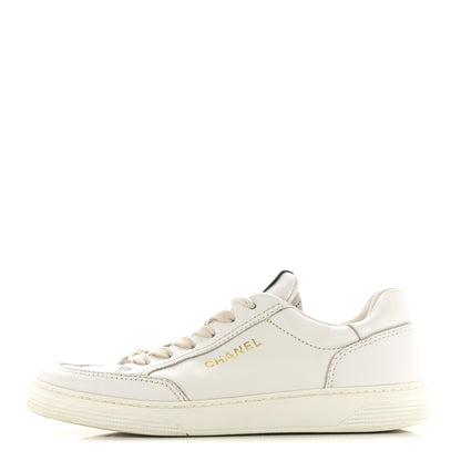 Chanel Calfskin Womens CC Logo Sneakers 38.5 White 1 of 12