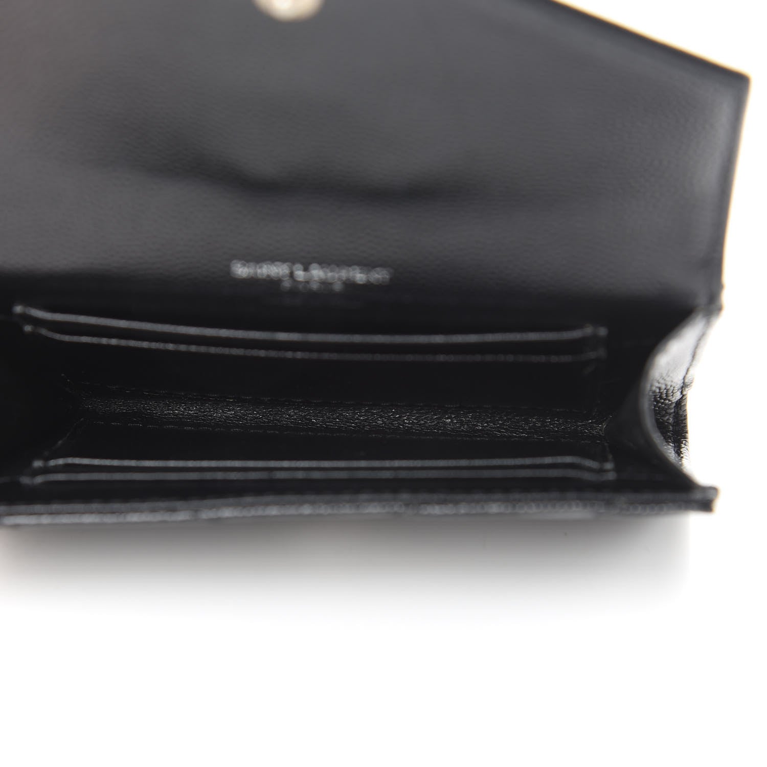 Saint Laurent Grain De Poudre Matelasse Chevron Small Monogram Envelope Wallet Black 5 of 8