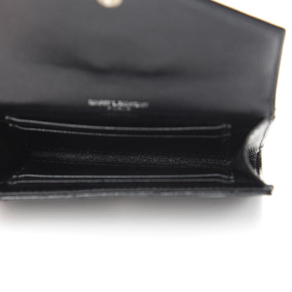 Saint Laurent Grain De Poudre Matelasse Chevron Small Monogram Envelope Wallet Black 5 of 8