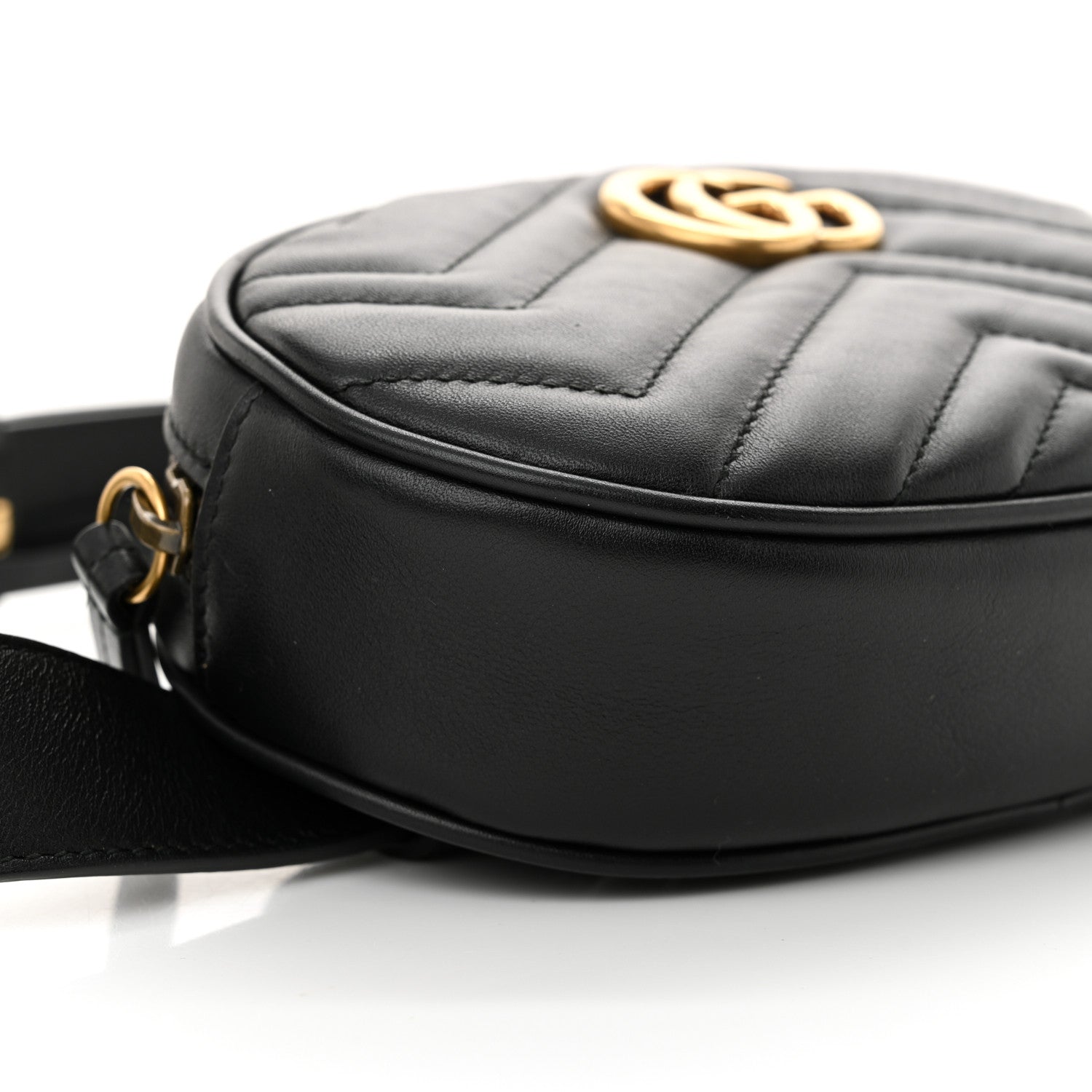 Gucci Calfskin Matelasse GG Marmont Belt Bag 85 34 Black 9 of 11