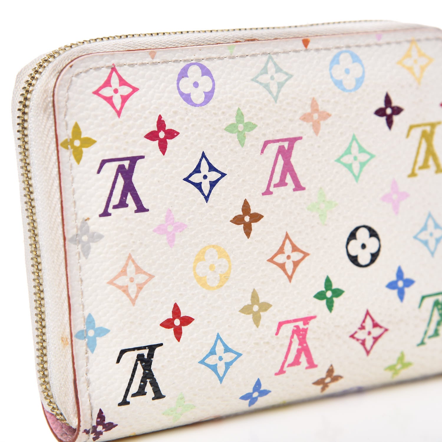 Louis Vuitton Monogram Multicolor Zippy Coin Purse Wallet White Litchi 11 of 12