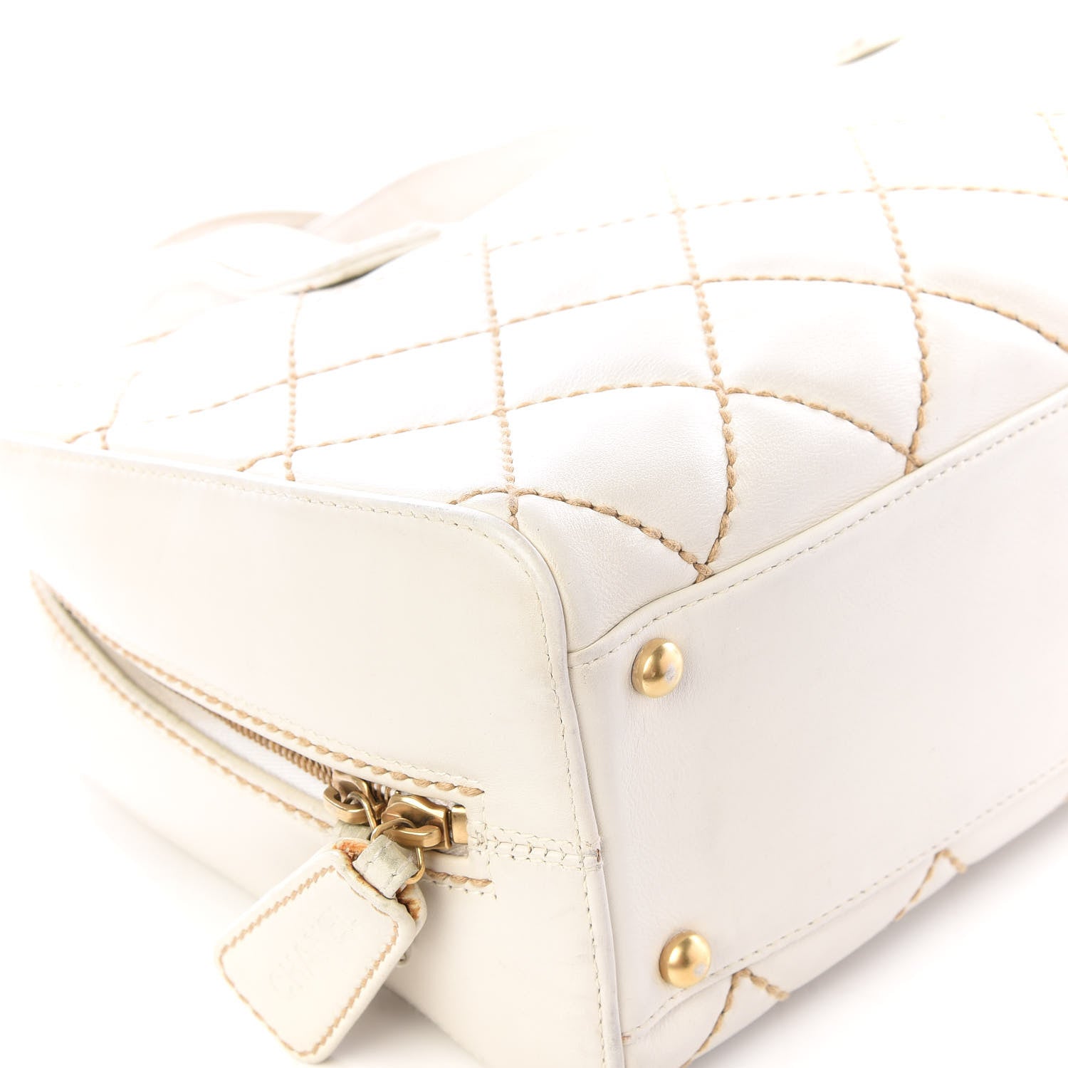 Chanel Calfskin Contrast Stitch Surpique Bowler White 5 of 11