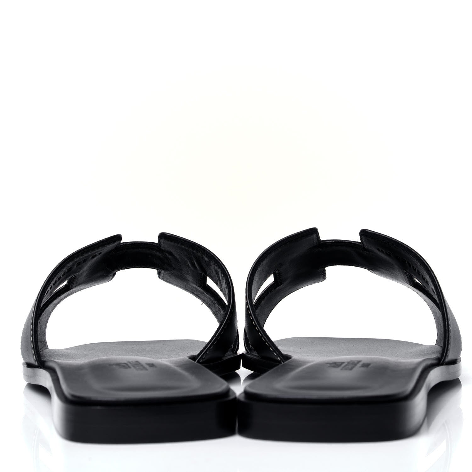 Hermes Box Calfskin Oran Sandals 38.5 Black 4 of 6