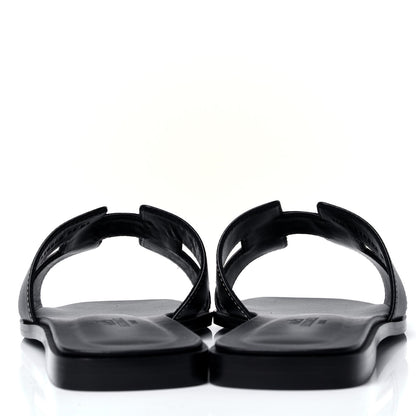 Hermes Box Calfskin Oran Sandals 38.5 Black 4 of 6