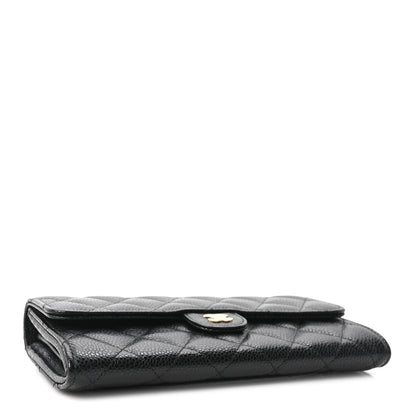 Chanel Caviar Quilted Large Gusset Flap Wallet Black 4 of 12