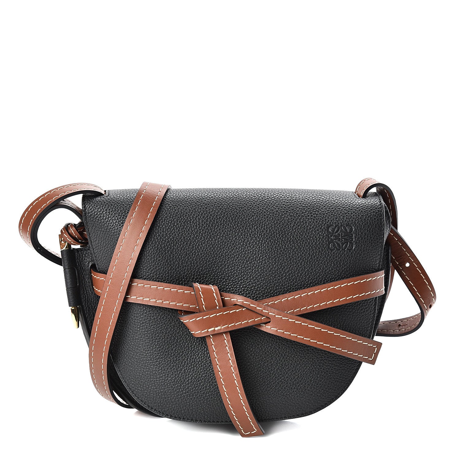 Loewe Grained Calfskin Small Gate Crossbody Bag Pecan Black 1 of 8
