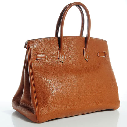 Hermes Taurillon Clemence Birkin 35 Gold 16 of 23