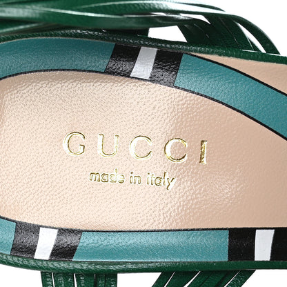 Gucci Malaga Kid Knotted Allie Sandals 37.5 Emerald 6 of 7