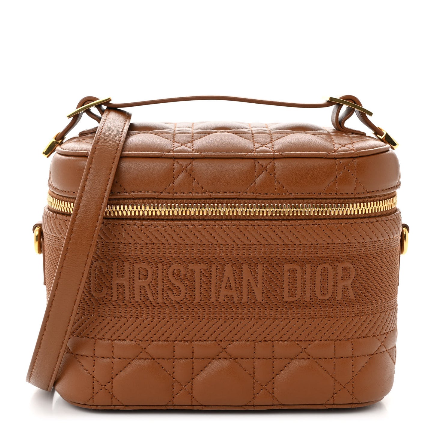Lambskin Cannage Small Diortravel Vanity Case Cognac