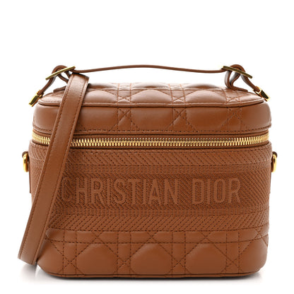Christian Dior Lambskin Cannage Small Diortravel Vanity Case Cognac 1 of 10