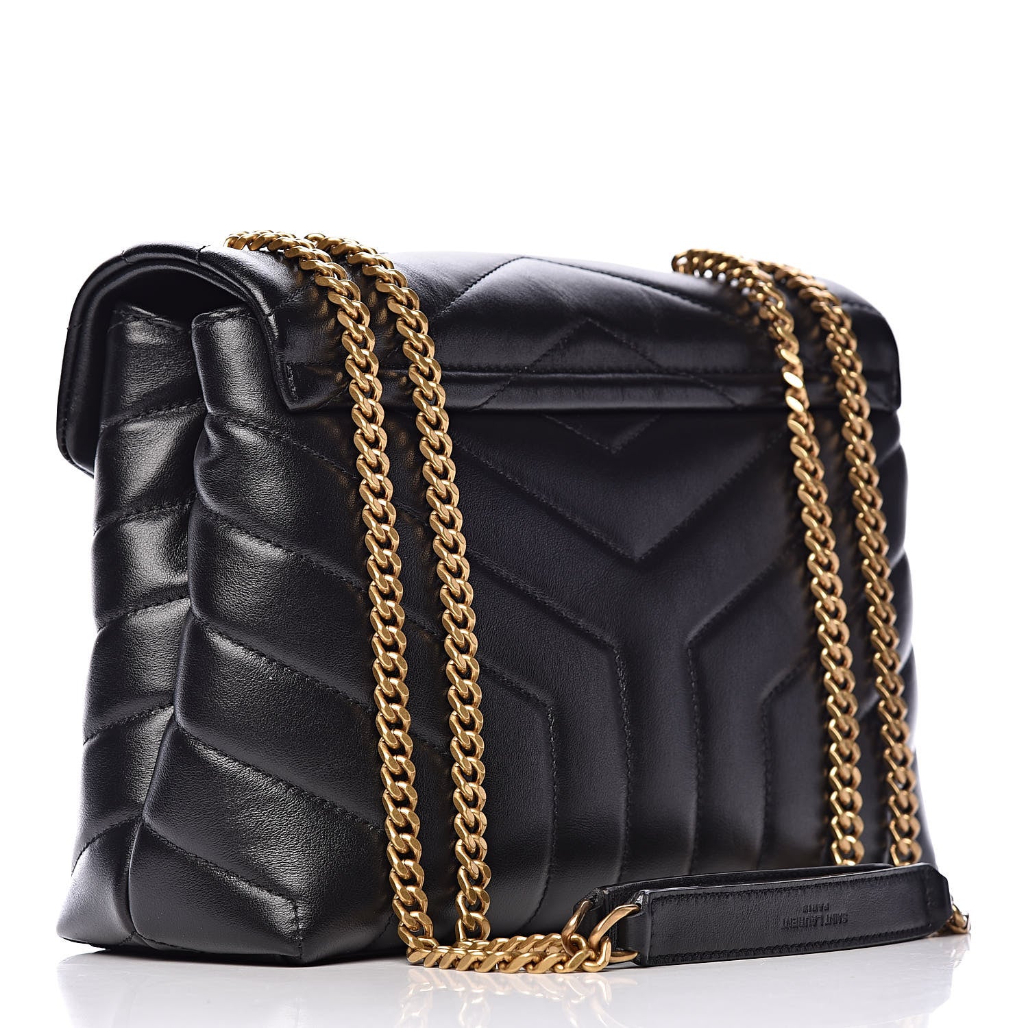 Saint Laurent Calfskin Y Quilted Monogram Small Loulou Chain Satchel Black 3 of 11