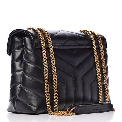 Saint Laurent Calfskin Y Quilted Monogram Small Loulou Chain Satchel Black 3 of 11