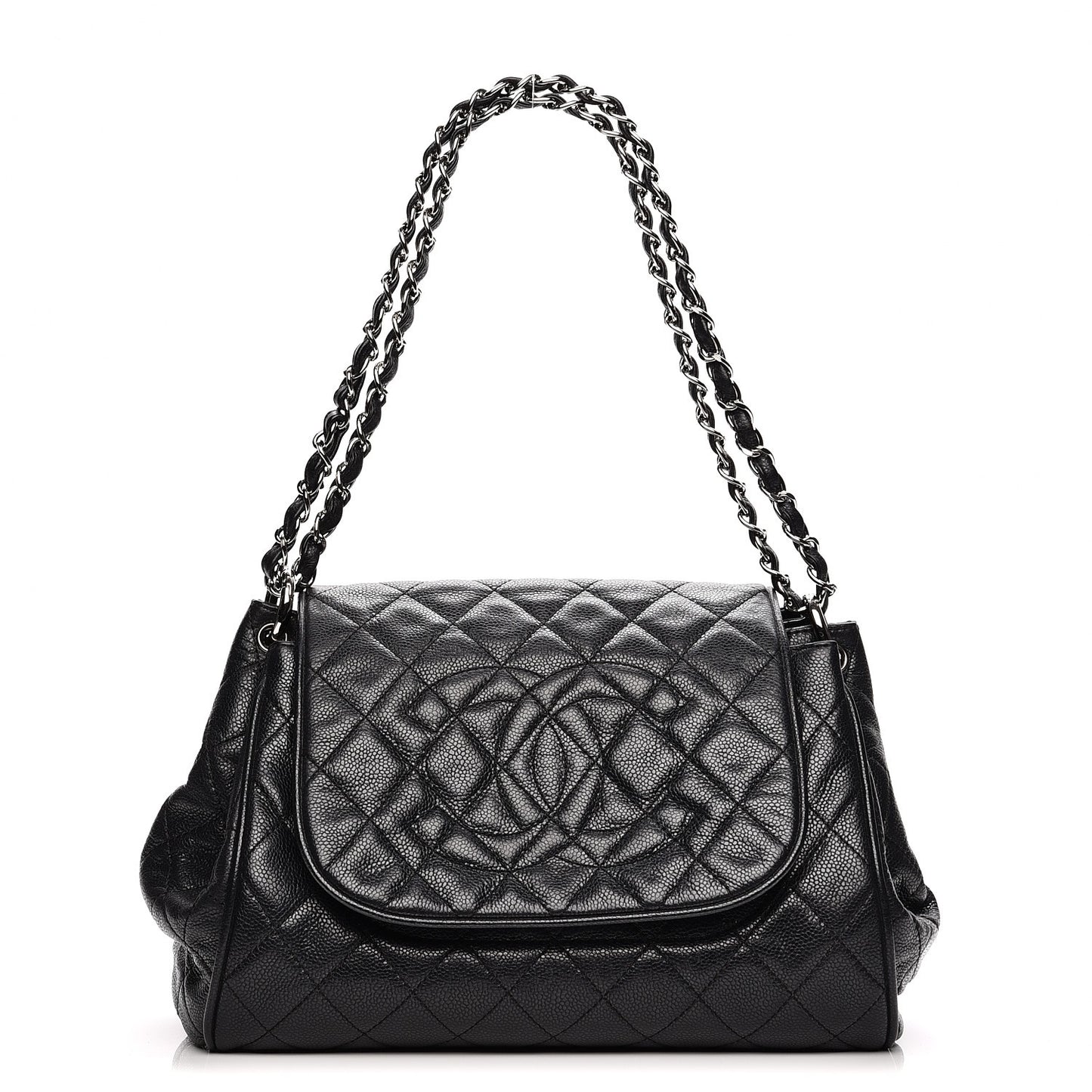 Caviar Quilted Timeless Accordion Flap Black
