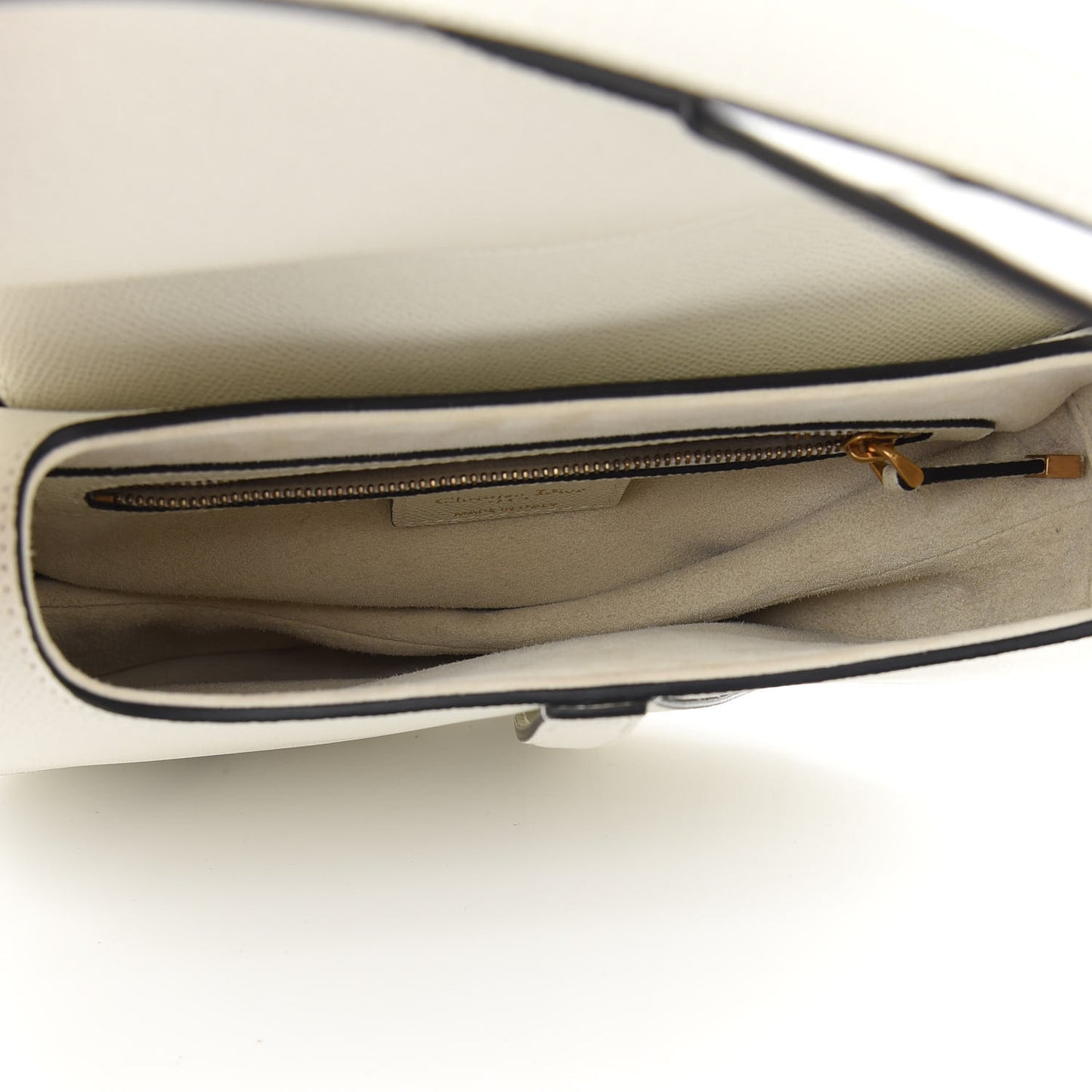 Grained Calfskin Saddle Bag White