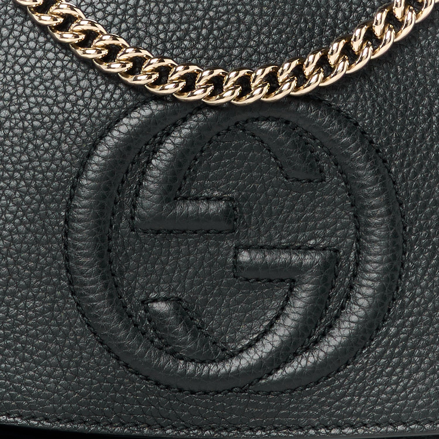 Gucci Pebbled Calfskin Medium Soho Flap Crossbody Black 9 of 11