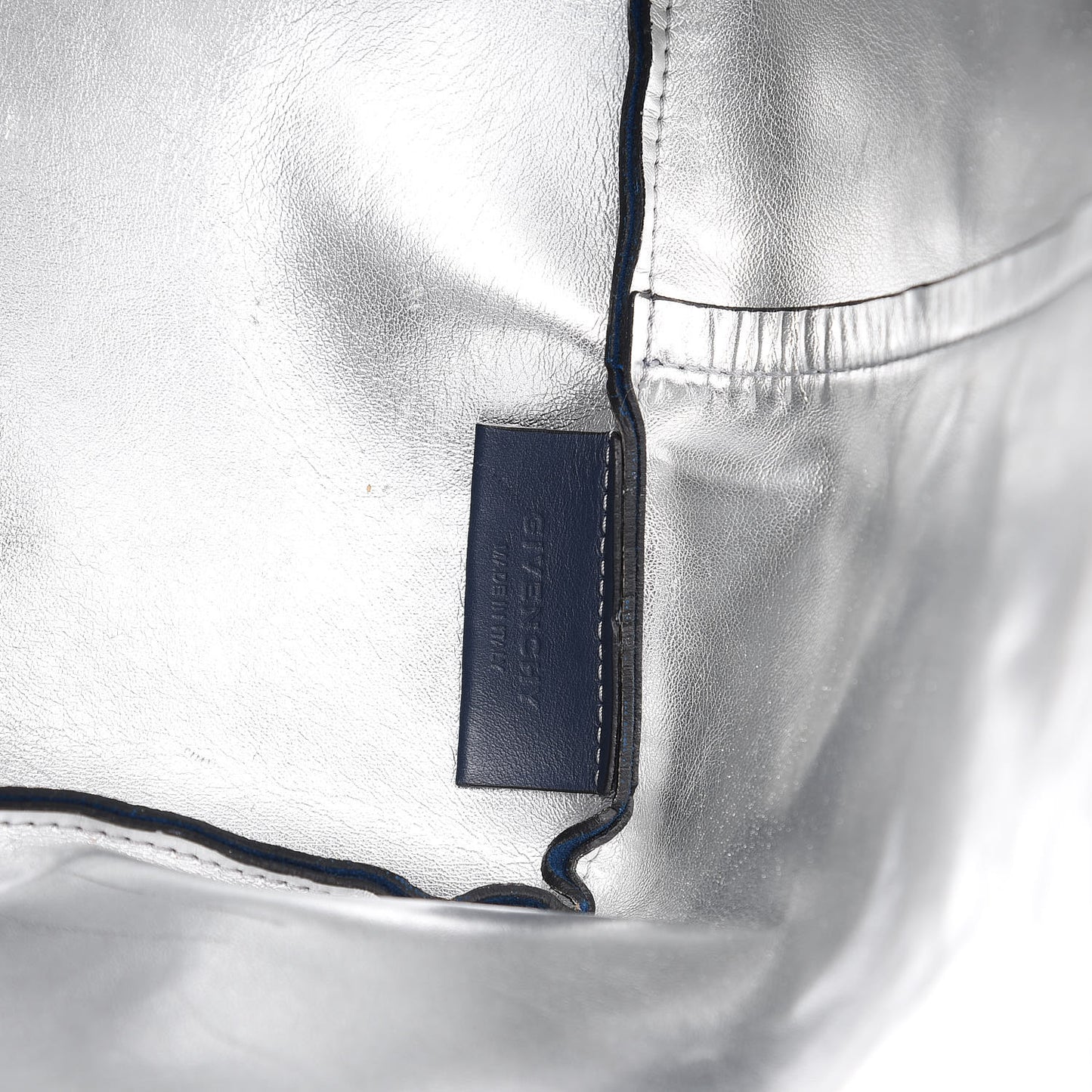 Metallic Calfskin Suede Ombre Large Reversible Antigona Tote Blue Silver