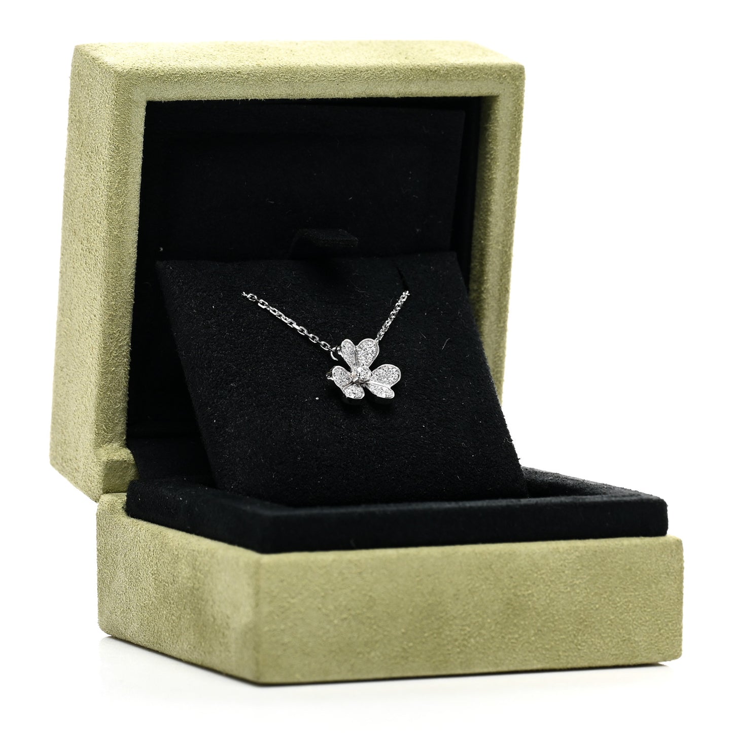 18K White Gold Diamond Mini Frivole Pendant Pave Necklace