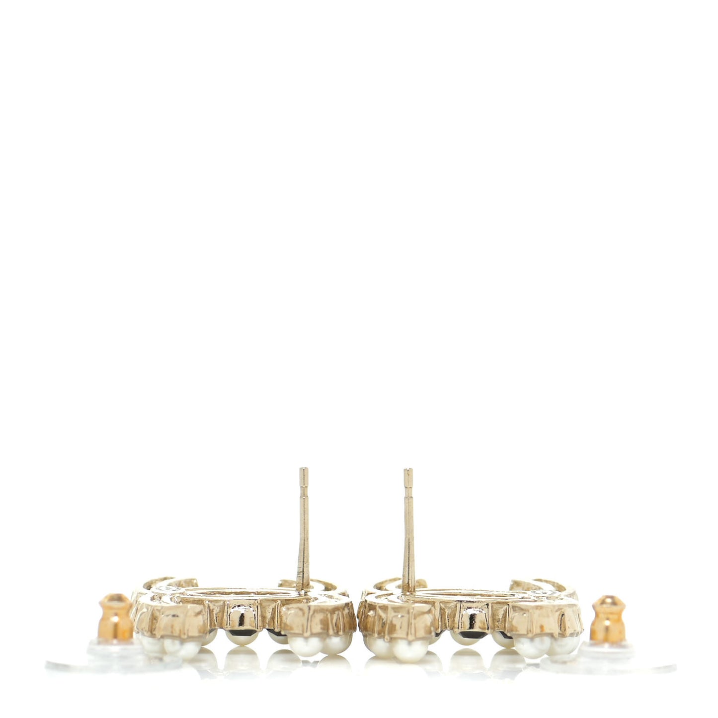 Crystal Pearl CC Dazzling Domino Earrings Gold Black