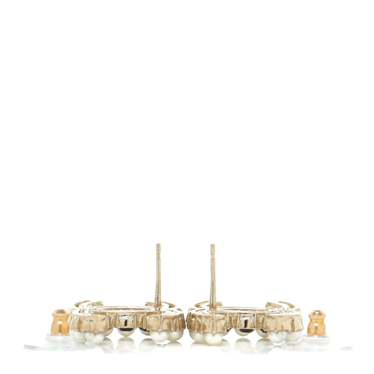 Chanel Crystal Pearl CC Dazzling Domino Earrings Gold Black 3 of 6