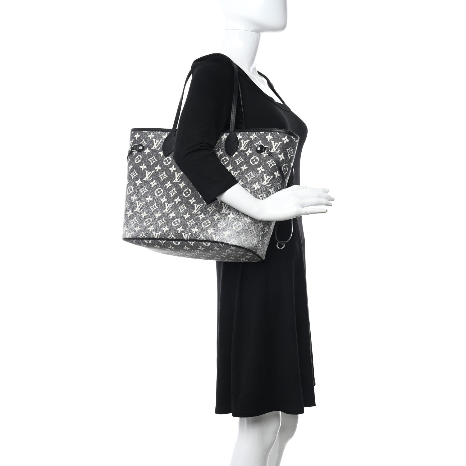 Louis Vuitton Denim Monogram Jacquard Neverfull MM Grey 2 of 9