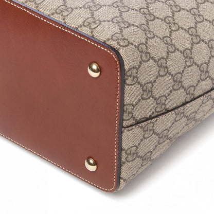 Gucci GG Supreme Monogram Linea A Foldover Tote Brown 4 of 7