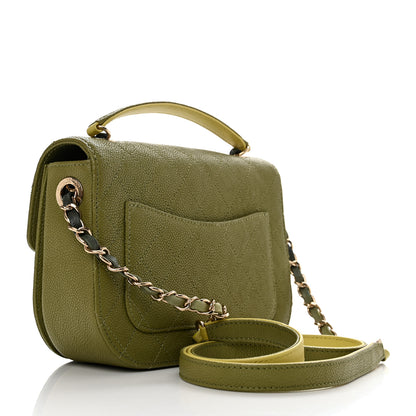 Chanel Grained Calfskin Quilted Small Cuba Top Handle Flap Khaki 2 of 10